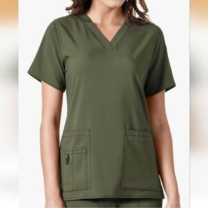 Carhartt Force Cross-Flex Modern Fit V-Neck Basil Scrub Top